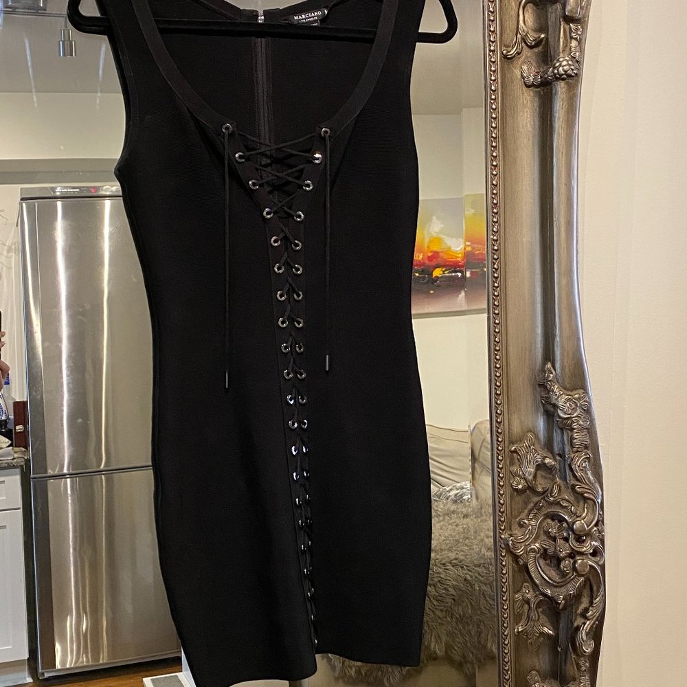 STUNNING Marciano Super Slimming Bodycon Bandage Dress Tie Up Front